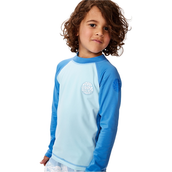 2026 Rip Curl Kids Icons UV Brushed Long Sleeve Rash Vest TNHTRV - Blue Gum